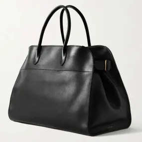 Luxurious Black Leather Tote Bag - Margaux 17 with Buckle Detail