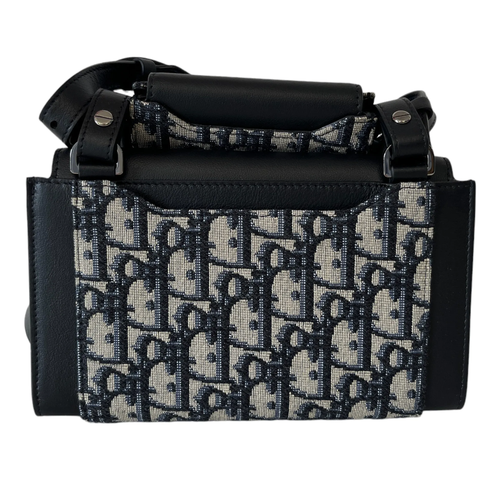 Men's Oblique Saddle Double Wallet Bag Black