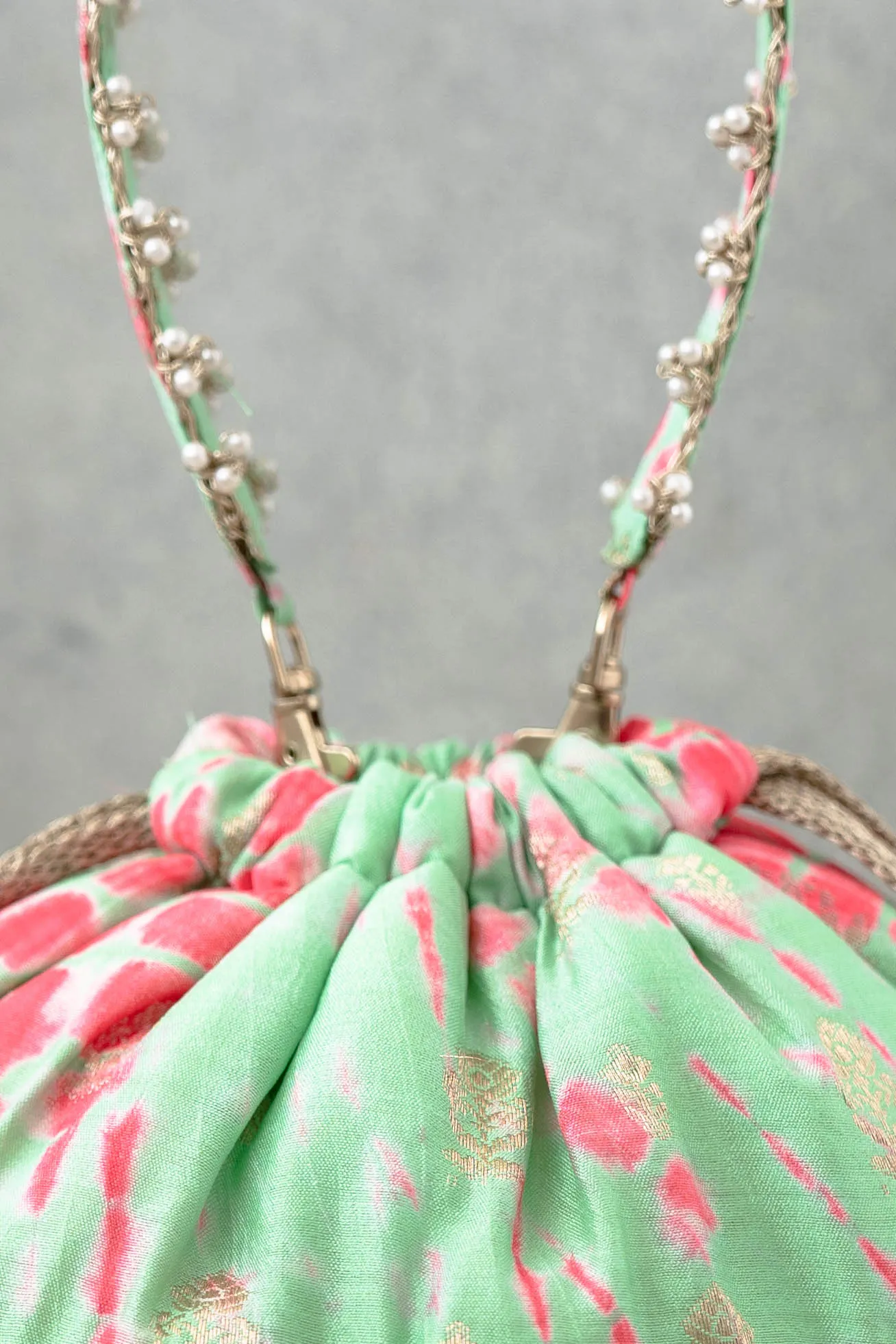 Mint Shibori Bucket Bag