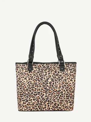 Montana West Leopard Print Canvas Tote Bag