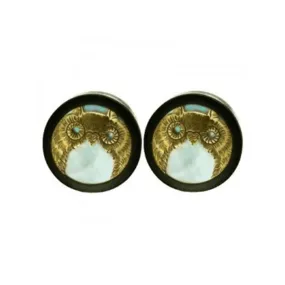 Owl Plugs - Brass   Mother of Pearl