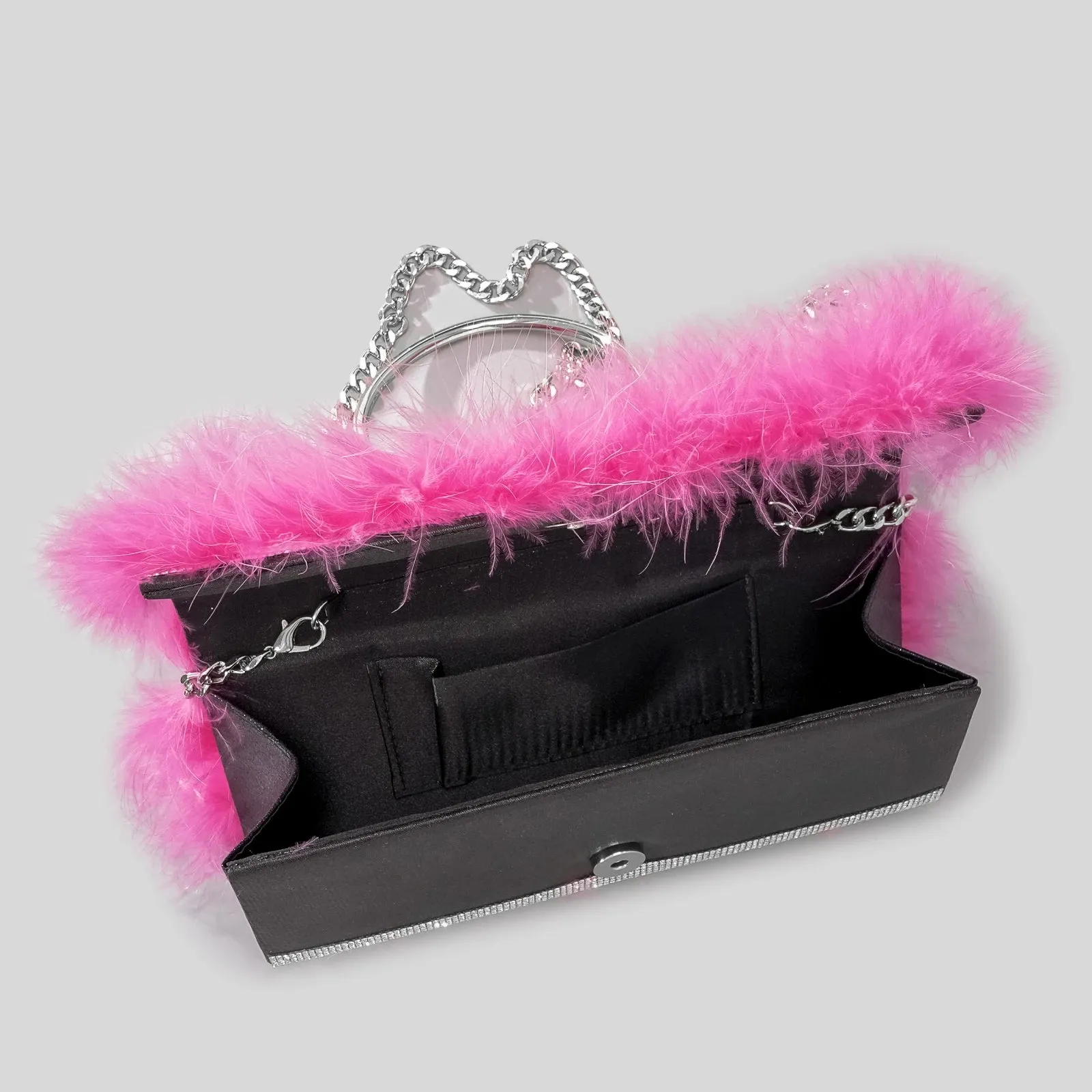 Rhinestone Evening Bag with  Feather Details