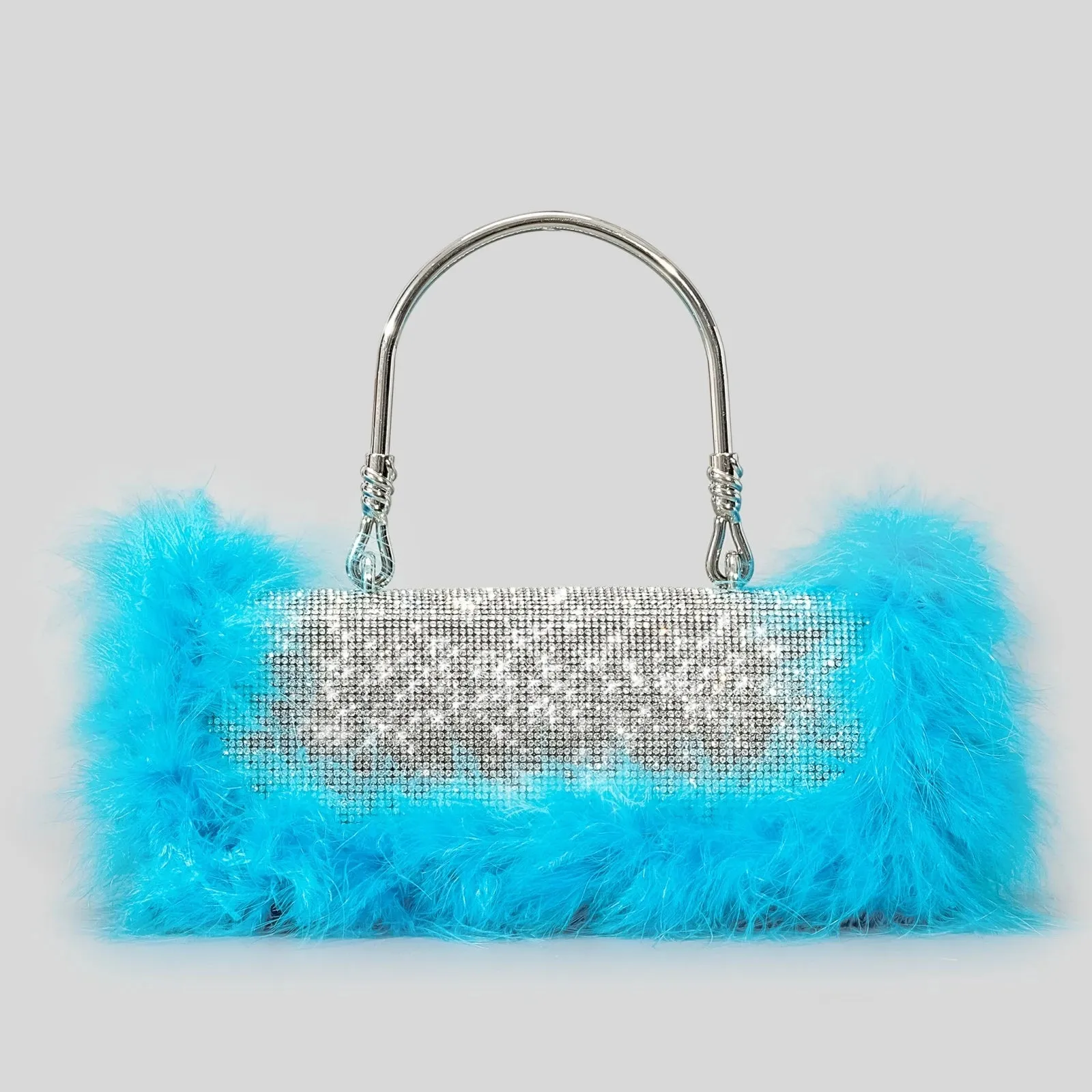 Rhinestone Evening Bag with  Feather Details