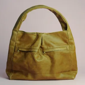 Simply Redd Caramel Brown Leather Hobo Bag