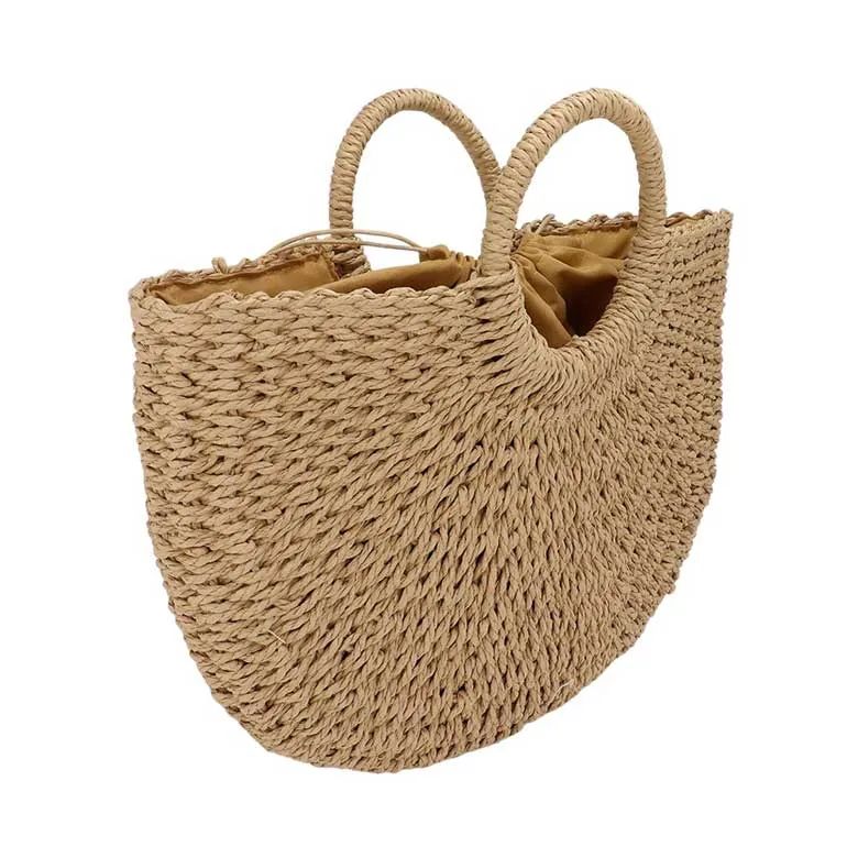 Straw Basket Beach Tote Bag