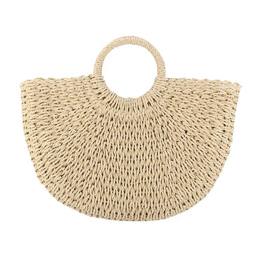 Straw Basket Beach Tote Bag