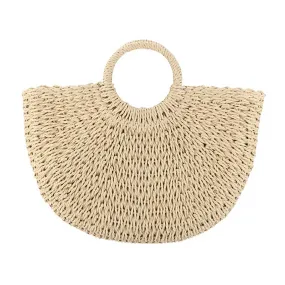 Straw Basket Beach Tote Bag