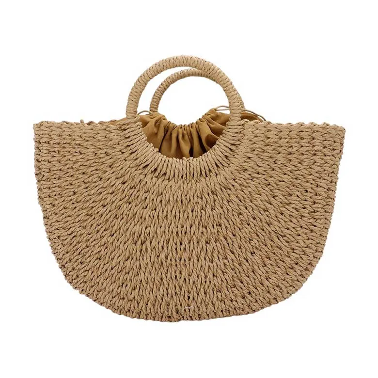 Straw Basket Beach Tote Bag