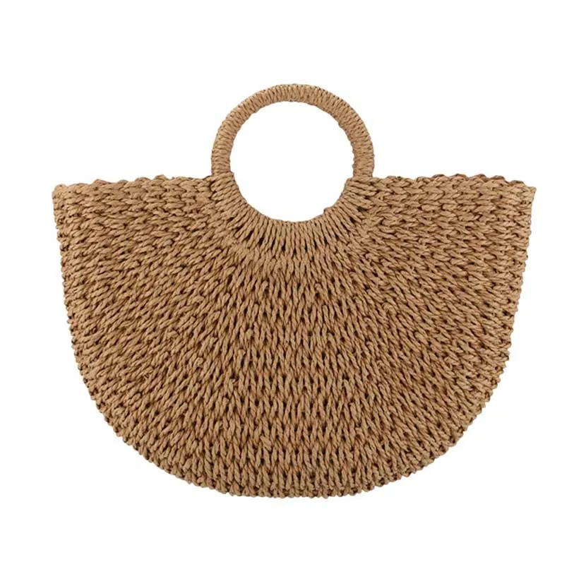 Straw Basket Beach Tote Bag