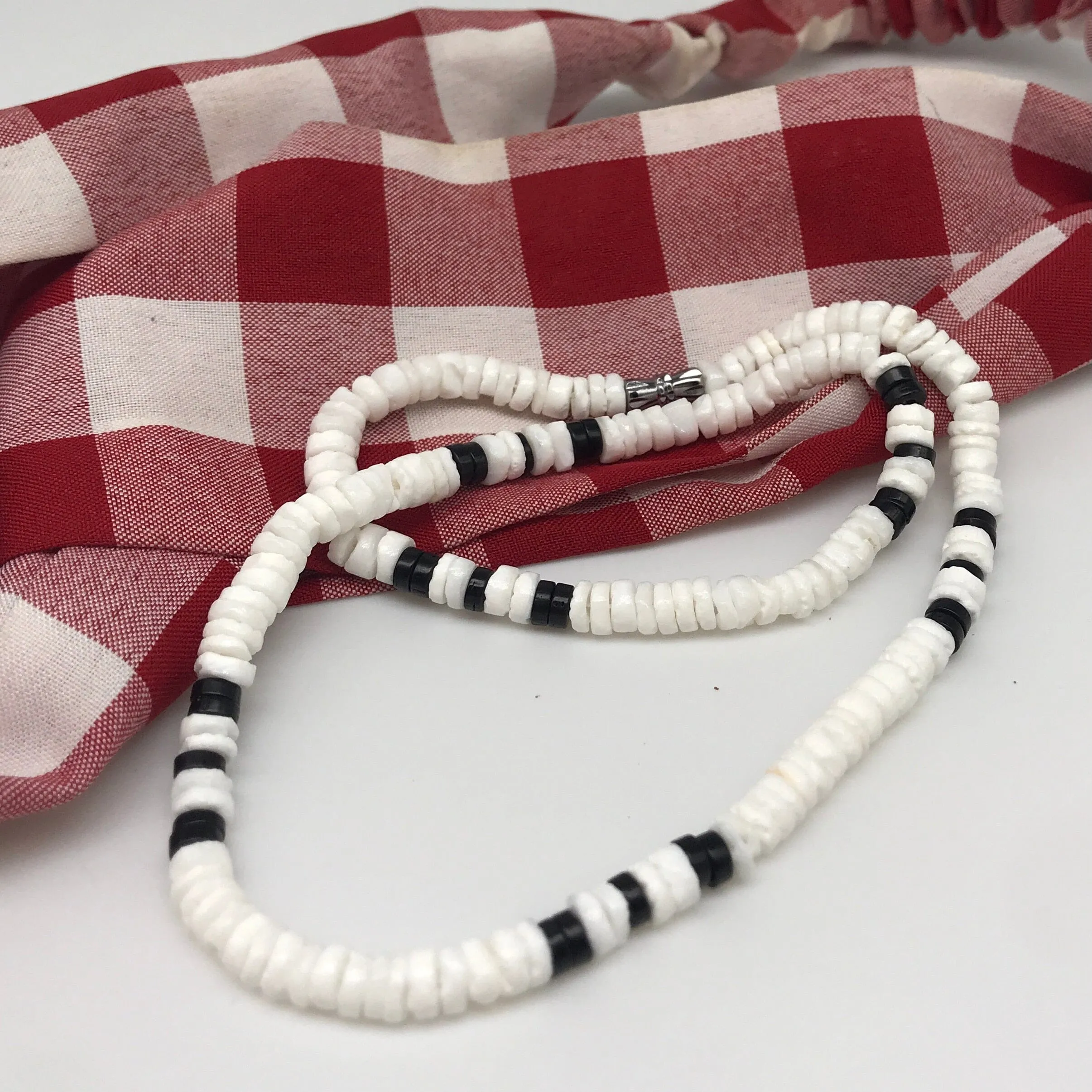 White Bohemian Puka Shell Tribal Necklace