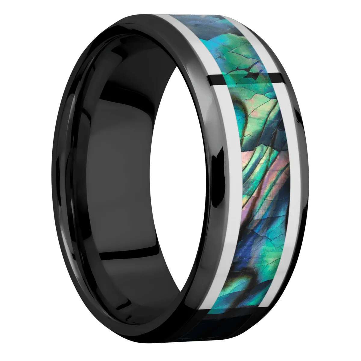 Zirconium with Polish , Polish Finish and Sterling Silver Inlay