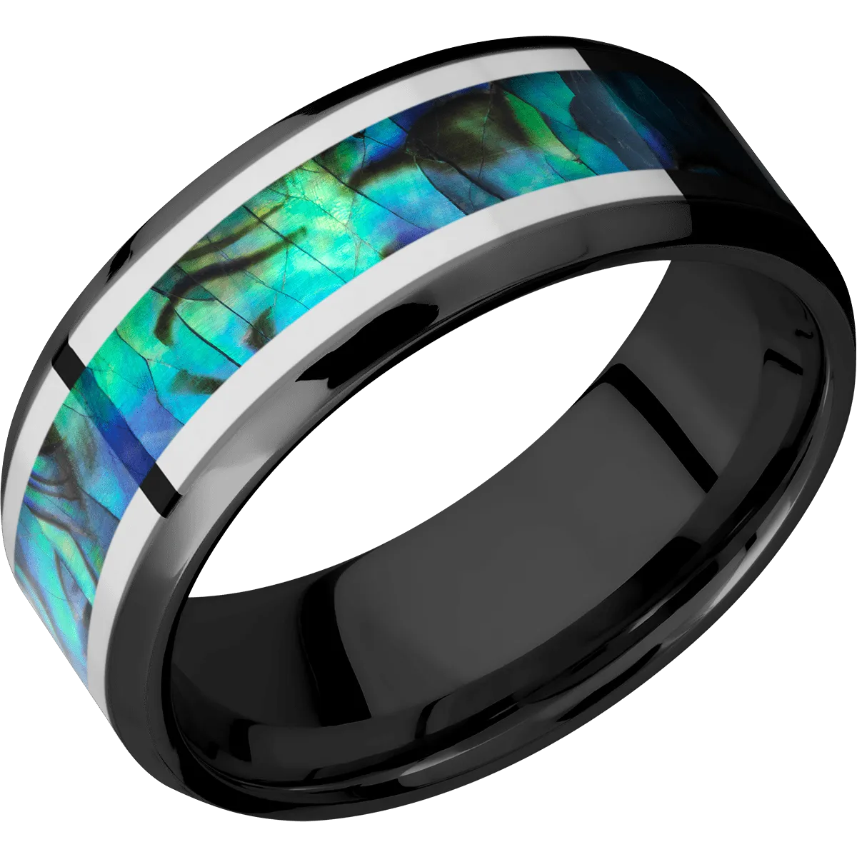 Zirconium with Polish , Polish Finish and Sterling Silver Inlay