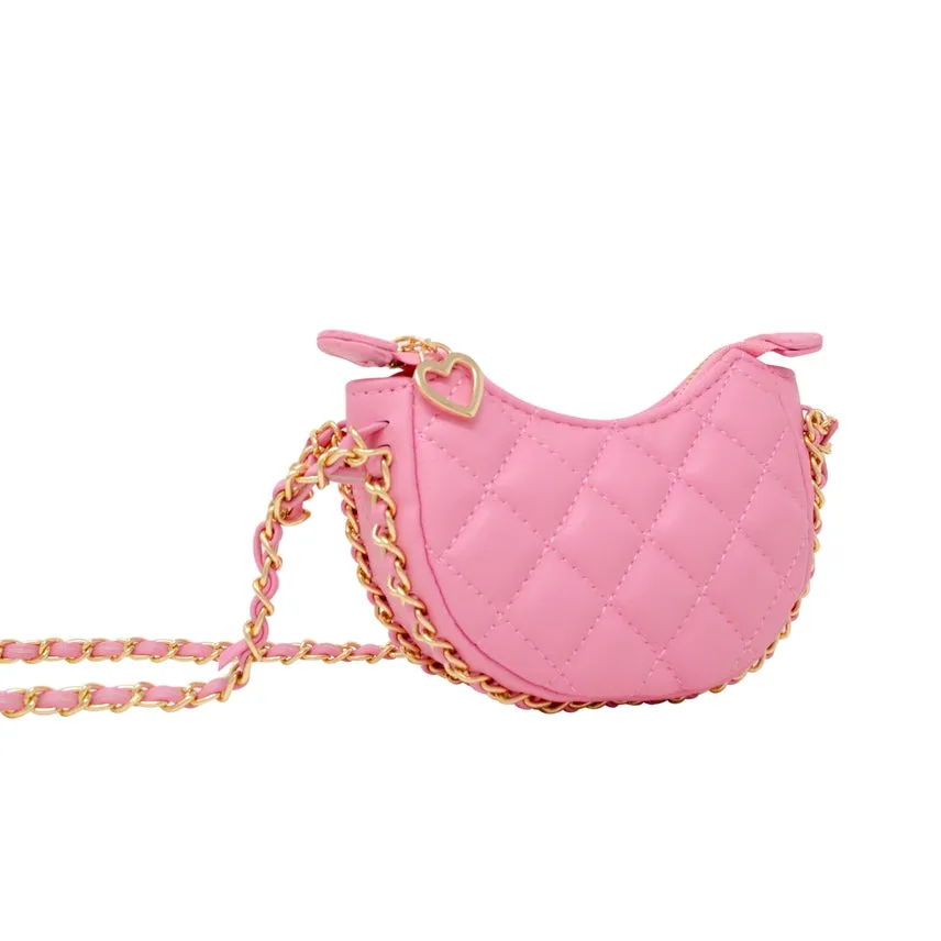 Zomi Gems Tiny Quilted Chain Wrapped Hobo Bag - Pink